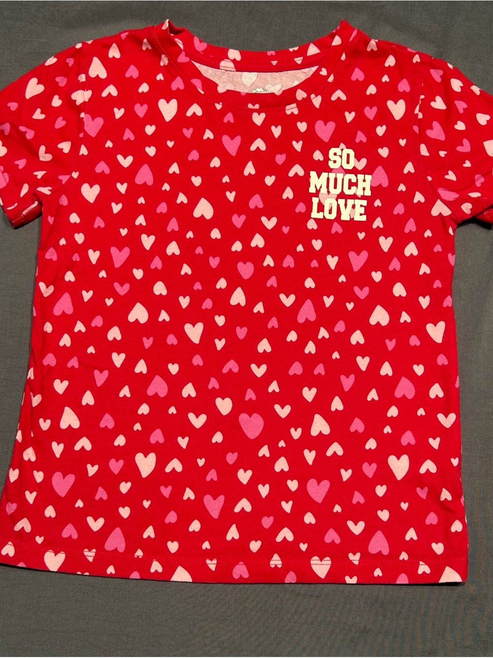 Way to Celebrate! Valentine's Day Girls Heart Red "So Much Love" T-Shirt